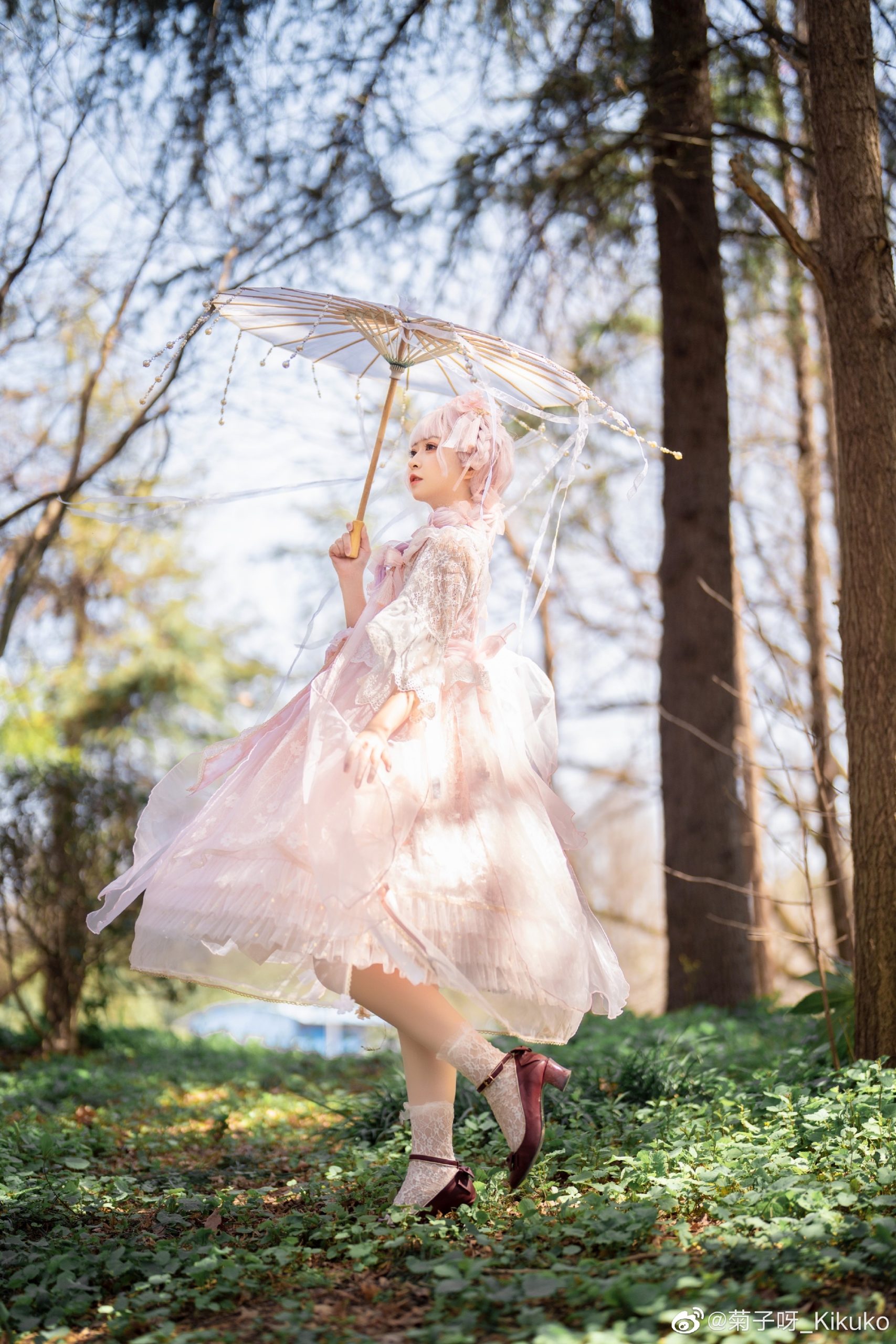 lolita装扮 ?樱花季要到啦!不来条樱花粉新裙裙??@菊子呀_Kikuko-米哈社